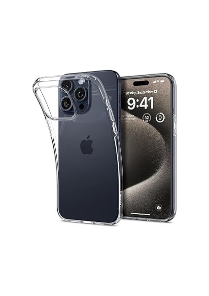 Spigen 15 ile Uyumlu Kılıf Liquid Crystal 4 Tarafı Tam Koruma Crystal Clear - ACS065