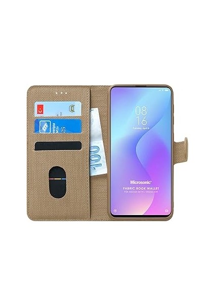 Microsonic K20 Için Kılıf Fabric Book Wallet [redmi K20 ile Uyumlu Kılıf - Gold]