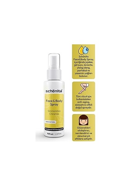 Schöni̇ta Gül Suyu ve Değerli Yağlar Içerikli Yüz ve Vücut Spreyi - Face & Body Spray - 100ML