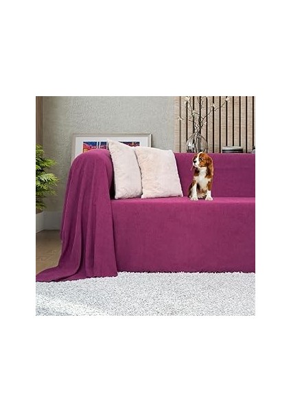 Latuda Koltuk Örtüsü Şönil Kaymaz Çift Taraflı Çekyat Örtüsü Koltuk Şalı 175X300 - Mürdüm