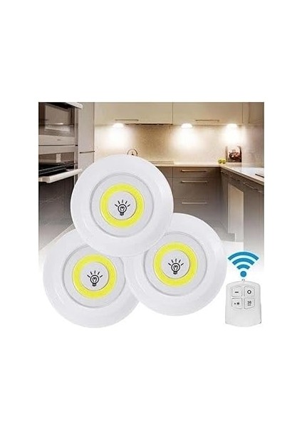 Mobee Uzaktan Kumandalı Kablosuz 3'lü LED Spot Lambalar