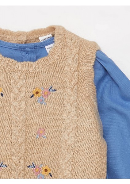 Lcw Baby Mavi Bisiklet Yaka Kız Bebek Elbise ve Süveter 2'li Takım fiyatları