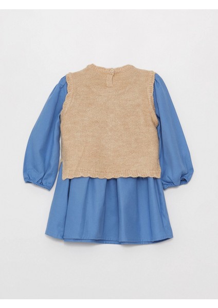 Lcw Baby Mavi Bisiklet Yaka Kız Bebek Elbise ve Süveter 2'li Takım modelleri