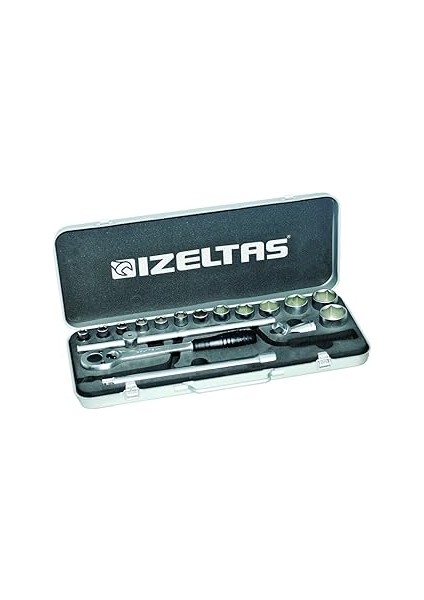 Izeltaş 1113002017 17'li 1/2" Lokma Anahtar Takımı (U Kolsuz), Krom, 17 Parça