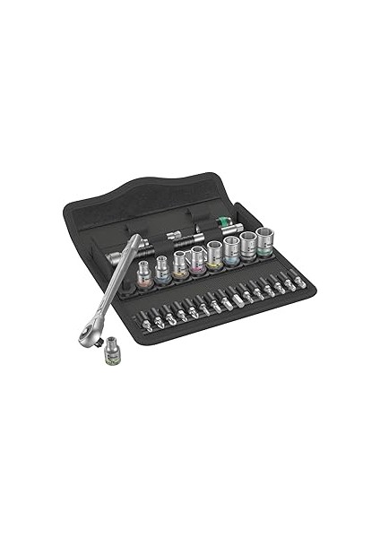 Wera 05004017001 8100 Sc 7 Zyklop Metal Cırcır Seti, Kare Geçme, 1/4 Inç Tahrik, Metrik, 28 Parça