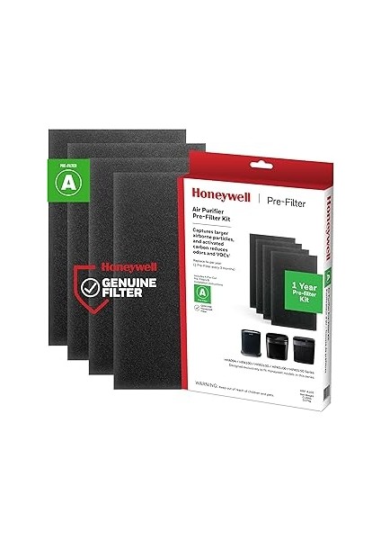 Honeywell HRF-A100 Hava Temizleyici Ön Kit Filtresi, 4'lü Paket - Alerjen Hava Filtresi Toz, Voc, E