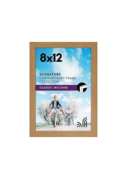 Americanflat Koyu Meşe 8X12 Resim Çerçevesi - Kırılmaya Dayanıklı Camlı Tasarlanmış Ahşap - Duvar V