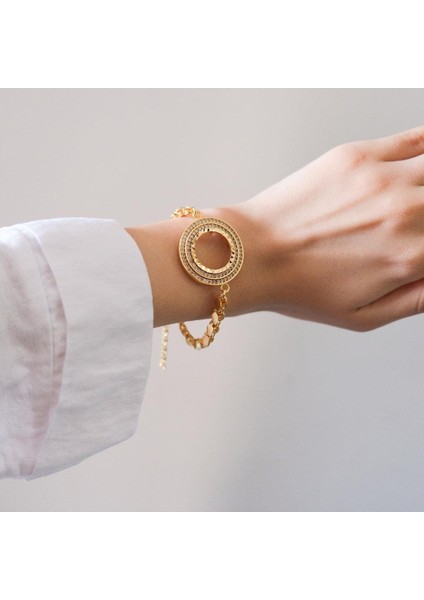 Çeyrekli Çerçeve Bileklik Altın Kaplama Arpa Zincir Taşlı Kelepçe BLK-1043 modelleri