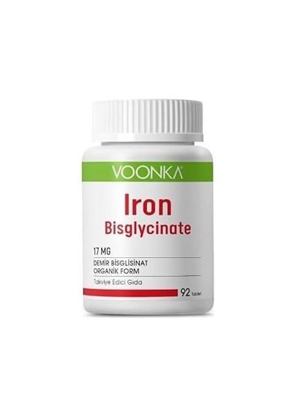Voonka Iron Bisglycinate Takviye Edici Gıda 90 Table