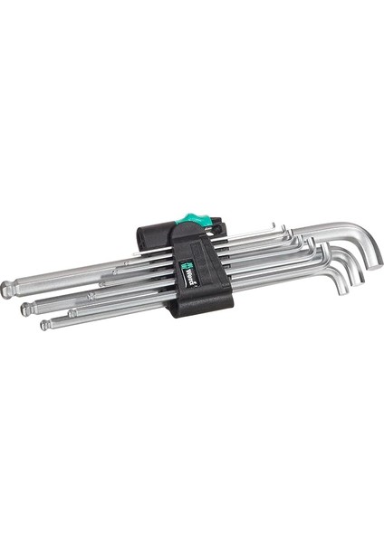 Wera 950 Pkls/9 Sm Sb L Anahtar Seti, Metrik, Krom Kaplama, 9 Parça, 05073594001