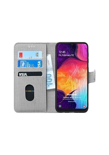 Microsonic A30S Için Kılıf Fabric Book Wallet Gri [galaxy A30S ile Uyumlu Kılıf - gr