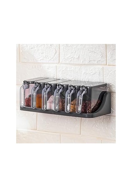 Promosyonca Baharat Saklama Kabı, 6'lı, Kaşıklı, Etiketli