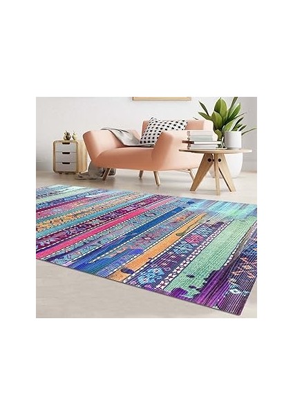 Latte Dizayn Brielle Desenli Pamuk Tabanlı Yıkanabilen Kaydırmaz Antibakteriyel Salon Halısı 120X18