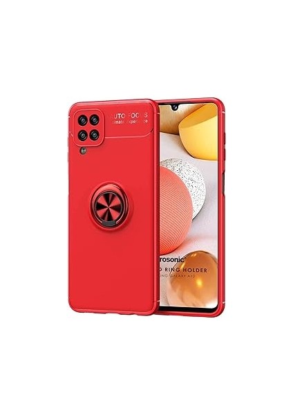 Microsonic A12 Için Kılıf Kickstand Ring Holder Kırmızı [galaxy A12 ile Uyumlu Kılıf