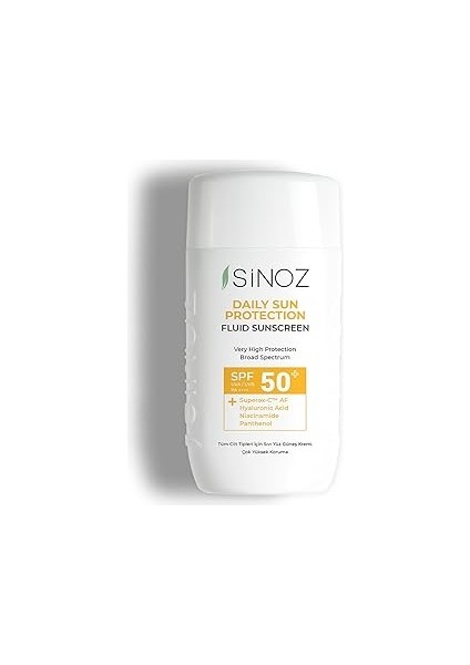 SINOZSPF50+ Günlük Kullanım Sıvı Yüz Güneş Kremi 50ML - Yeni Nesil Güneş Filtreleri- Hibrit Formül-