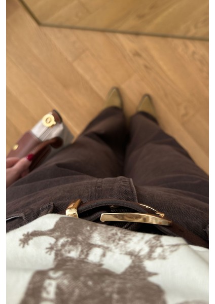 Yüksek Bel Kemer Detay Palazzo Jean- Kahverengi fırsatları