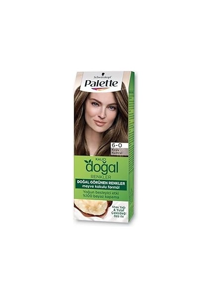 Palette Kalıcı Doğal Renkler 6-0 Koyu Kumral Shea Yağı & Yulaf Çekirdeği Özlü Saç Boyası