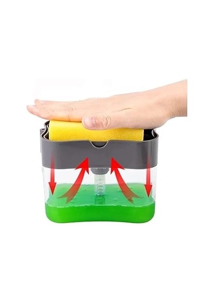 Deconox Süngerli Sıvı Bulaşık Deterjanı Dispanseri, Süngerli Basmatik Sıvı Deterjanlık