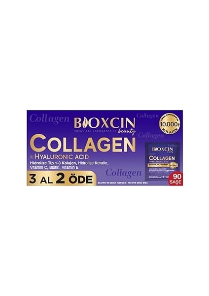 Bioxcin Beauty Collagen Toz 30 Saşe x 10.000 Mg Tip 1 - Tip 3 Hidrolize Kolajen - Keratin 3 Al 2 Öd