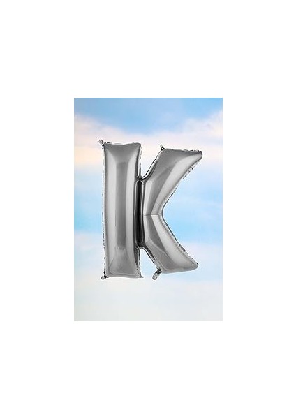 5dm K Harfi Gümüş Folyo Balon 100 cm 40 Inç 1 Metre