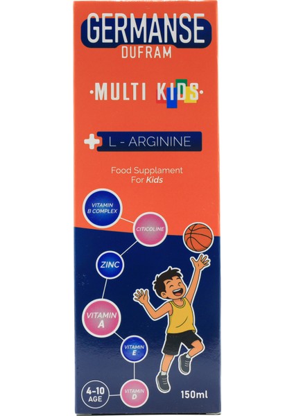 Dufram Multi Kids şurup 150 ml Multivitamin Multimineral L-Arjinin Sitikolin D3 B Vitamini modelleri