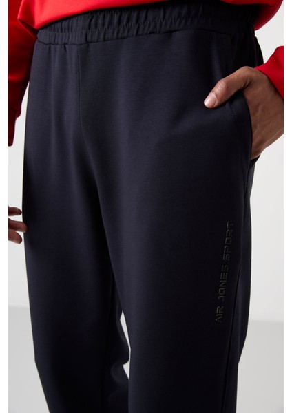 Fiesta - Lacivert Pamuklu Kalın Yumuşak Dokulu Comfort Fit Baskılı Erkek Eşofman Takım - 85253