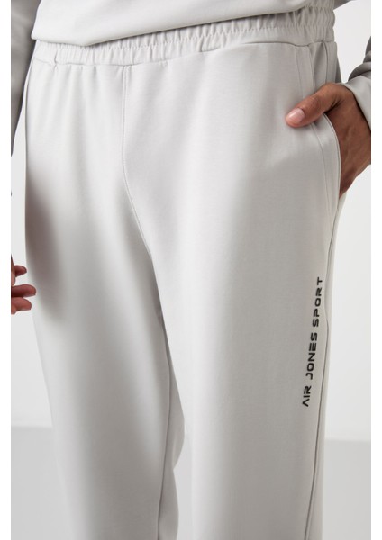 Taş Pamuklu Kalın Yumuşak Dokulu Comfort Fit Baskılı Erkek Eşofman Takım - 85253