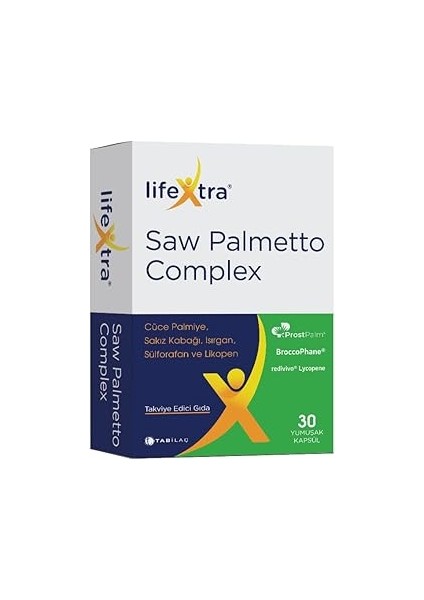 Lifextra Saw Palmetto Complex 30 Yumuşak Kapsül Cüce Palmiye Sakız Kabağı Isırgan Sülforafan Likope