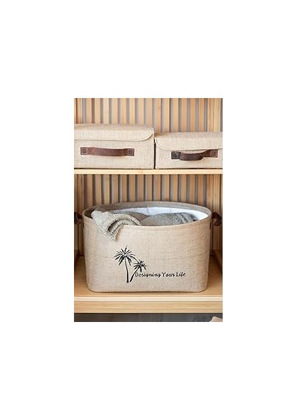 Bee Jüt Kapaklı Dolap Içi Organizer Takı, Makyaj, Banyo, Ofis Düzenleyici Saklama Kutusu 30X23X