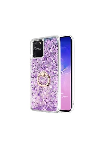 Microsonic A91 Için Kılıf Glitter Liquid Holder Mor [galaxy A91 ile Uyumlu Kılıf - M