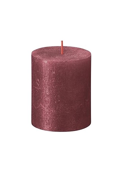 Bolsius Rustik Blok Sütun Mum - Kırmızı - Parıltılı - 35 Saat Uzun Yanma Süresi - Ev Mumları - Iç D