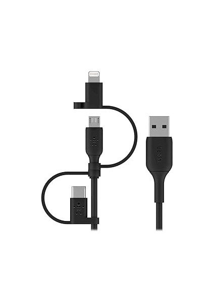 Belkin Evrensel Kablo (3'ü 1 Arada Usb-C, Lightning, Micro-Usb Şarj Kablosu) Akıllı Telefonları, Ta