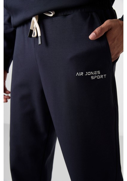 Lacivert Pamuklu Kalın Yumuşak Dokulu Comfort Fit Nakışlı Erkek Eşofman Takım - 85255