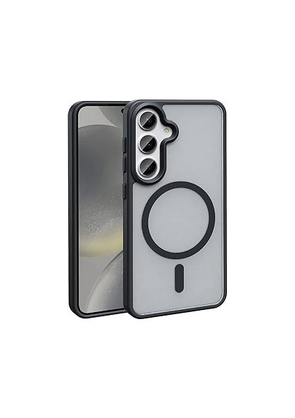 Zore ile Uyumlu S24 Kılıf M-Safe Şarj Özellikli Mat Arka Yüzey Zore Sio Kapak Siyah