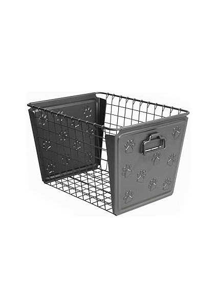 Spectrum Diversified Sevimli Pawprint Tasarımlı Paws Macklin Sepet Çelik Saklama Kutusu, Paslanmaya