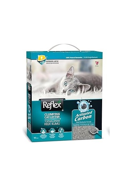 Reflex Aktif Karbonlu Topaklanan Kedi Kumu, 10 L