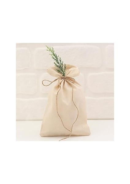 Bimotif Düz Krem Ham Bez Kese, 15X25 cm 10 Adet