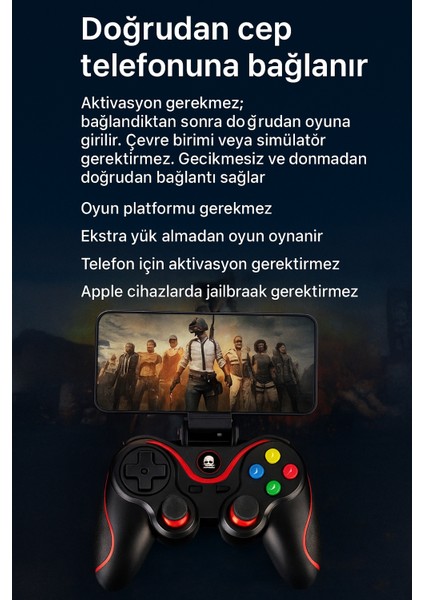 Kablosuz Bluetooth Gamepad Ios/android Uyumlu Telefon Tutuculu Pubg Cod, Fıfa Için Kusursuz Kontrol