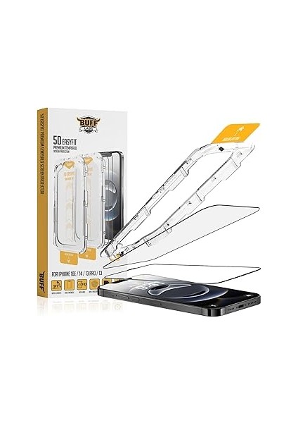 Buff 16 Serisi ile Uyumlu 5d Easyfit 2 Adet Kolay Uygulama Aparatlı Ekran Koruyucu Temperli