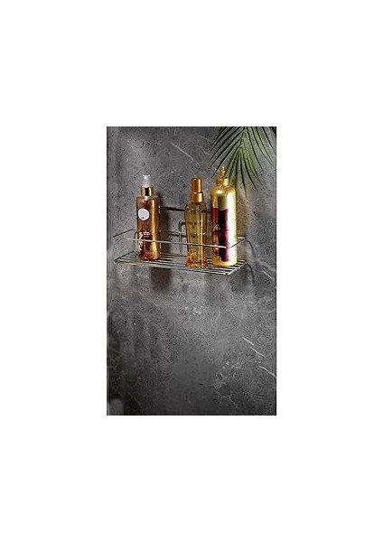 Sas Haus Yapışkanlı Banyo Düzenleyici Şampuanlık Duş Rafı Krom 2 Telli Tş-01