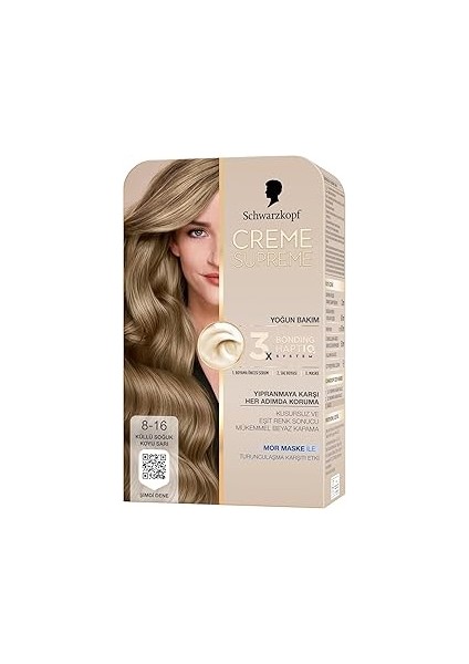 Schwarzkopf Creme Supreme Saç Boyası 8-16 Küllü Soğuk Koyu Sarı