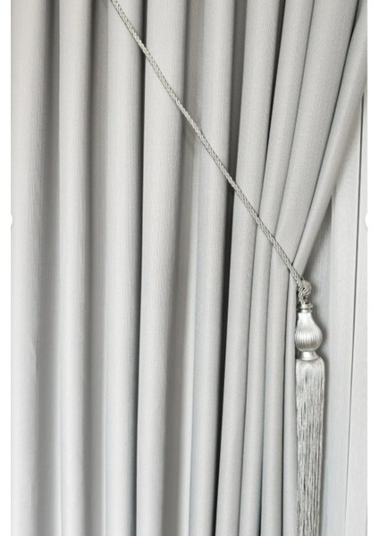 Keten Fon Perde, Açık Gri, Pano Fon, Sık Pile, Kuşaklı, Düz Renk, Tek Kanat modelleri