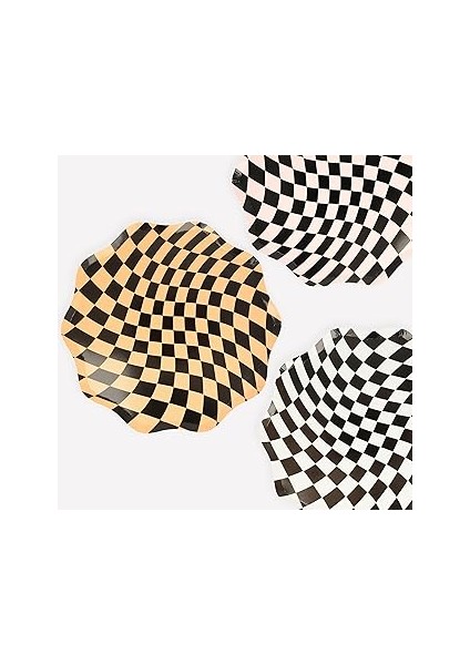 Meri Meri - Halloween Checker Dinner Plates - Cadılar Bayramı Damalı Tabaklar (8'li)