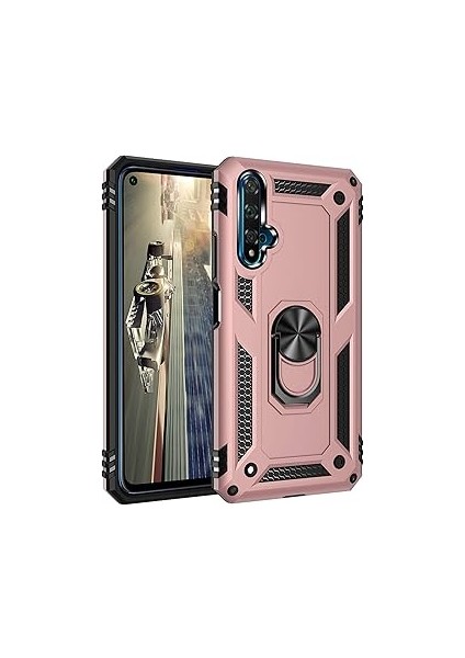 Microsonic 20 Için Kılıf Military Ring Holder Rose [honor 20 ile Uyumlu Kılıf - R