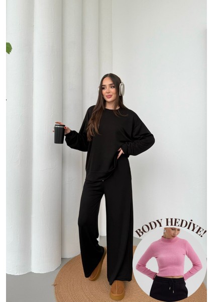 Yumuşak Premium Kumaş Uzun Beli Lastikli Modal Alt-Üst Takım