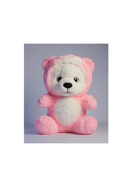 Uykumcuk Peluş Ayıcık, Pembe ve Kahverengi, 27 Cm, Yumuşak Uyku Arkadaşı, Kalpli Mesajlı, Ce Sertif