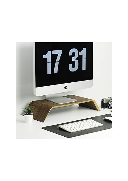Fagus Wood Doğal Ahşap Bilgisayar Monitörü Yükseltici Stant ve Ekran Yükseltici 55X9OF17