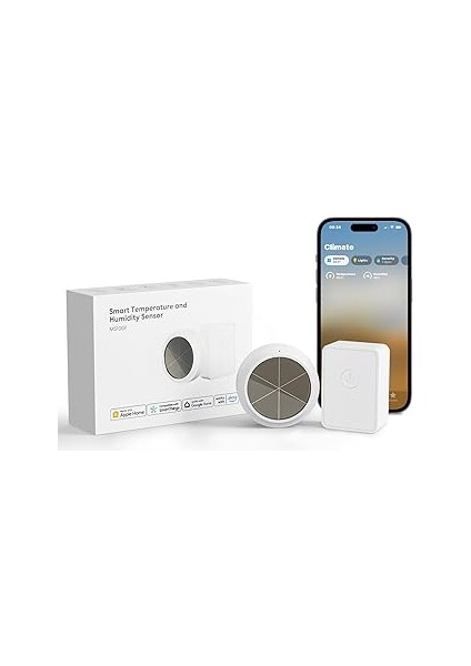 Meross Wlan Higrometre Iç Termometre, Akıllı Sıcaklık ve Nem Ölçer, Güneş Enerjisi Beslemeli, Uygul