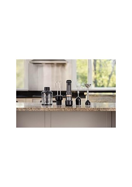 Black + Decker BCKM1014KG-QW Wand 4 Parça Şarjlı, Kablosuz El Blender Seti, Gri