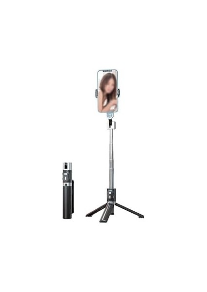 Senon P60 Çok Fonksiyonlu Kumandalı Tripod ve Selfie Çubuğu Zore Selfi Çubuğu Siyah